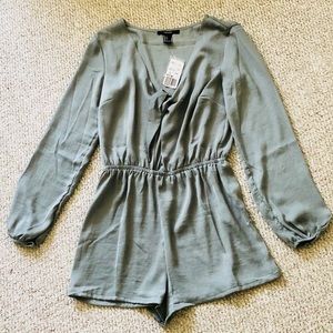 Long Sleeve Romper- light olive green